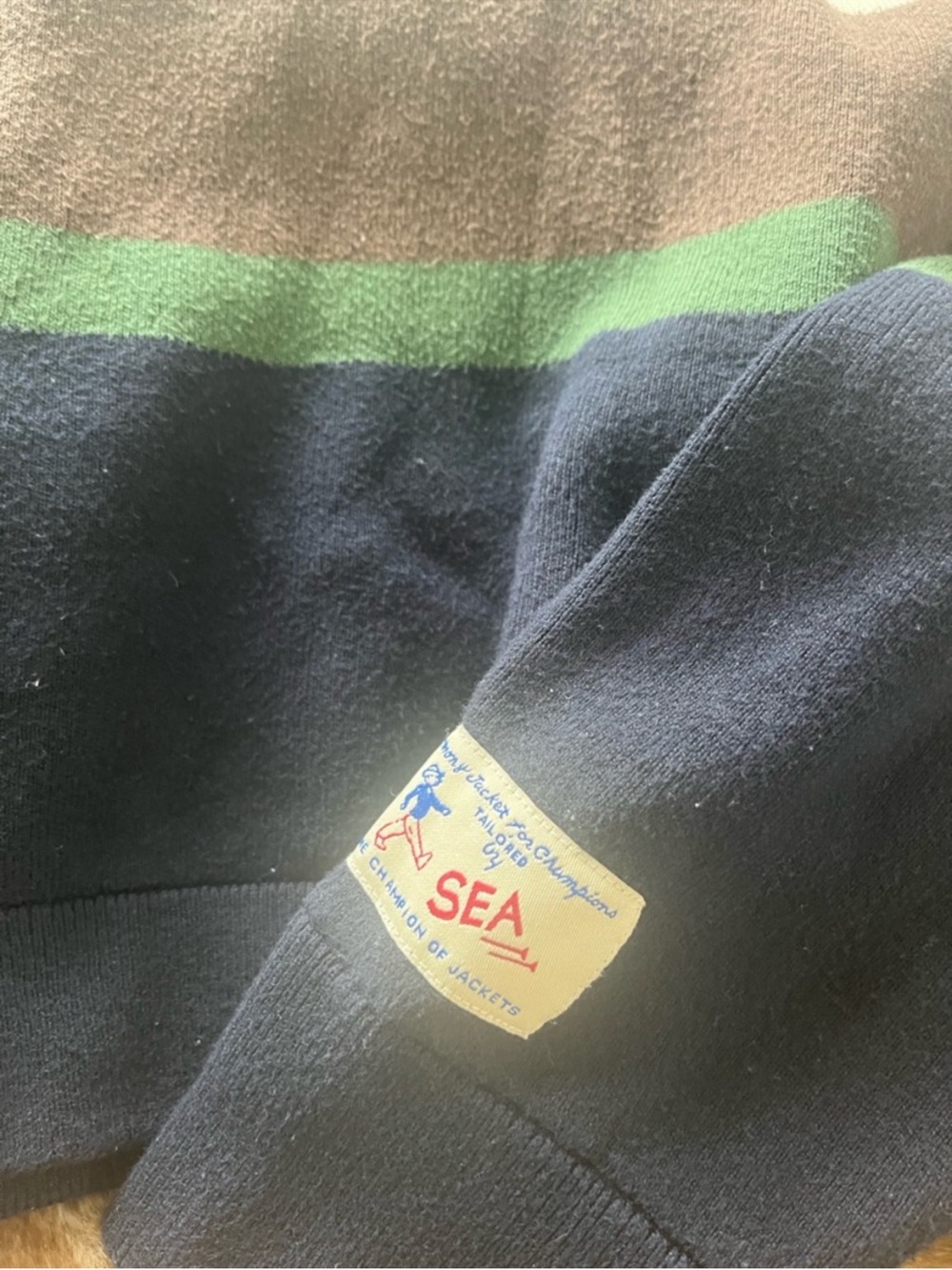 Sea New York Navy, White, Brown & Green Striped Rugby Sweatshirt - Picture 16 of 16